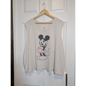 Disney Mickey Mouse Plus Size Tank Top - Gray Heather with Pink Shorts, Size 3X